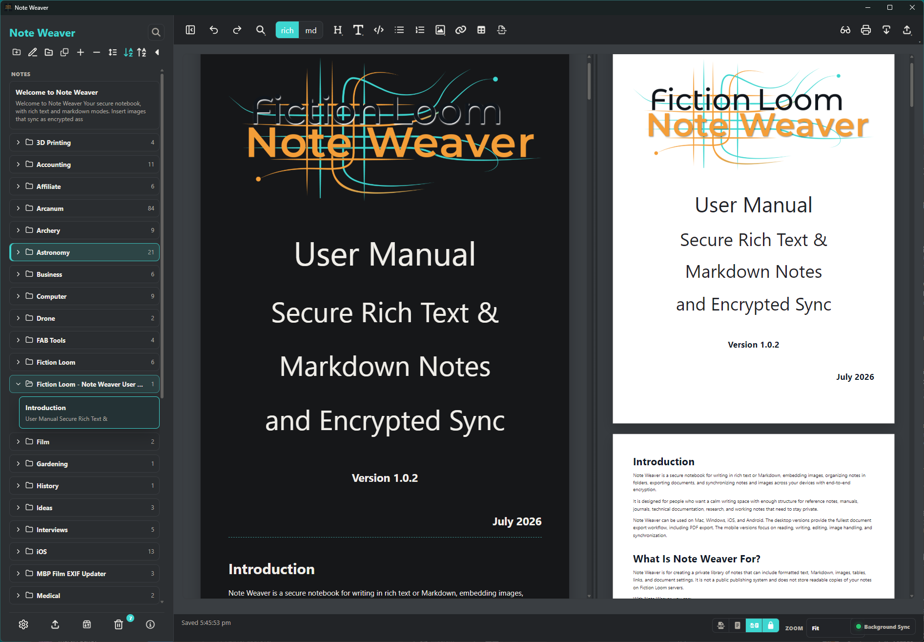 Note Weaver Dark Dual View