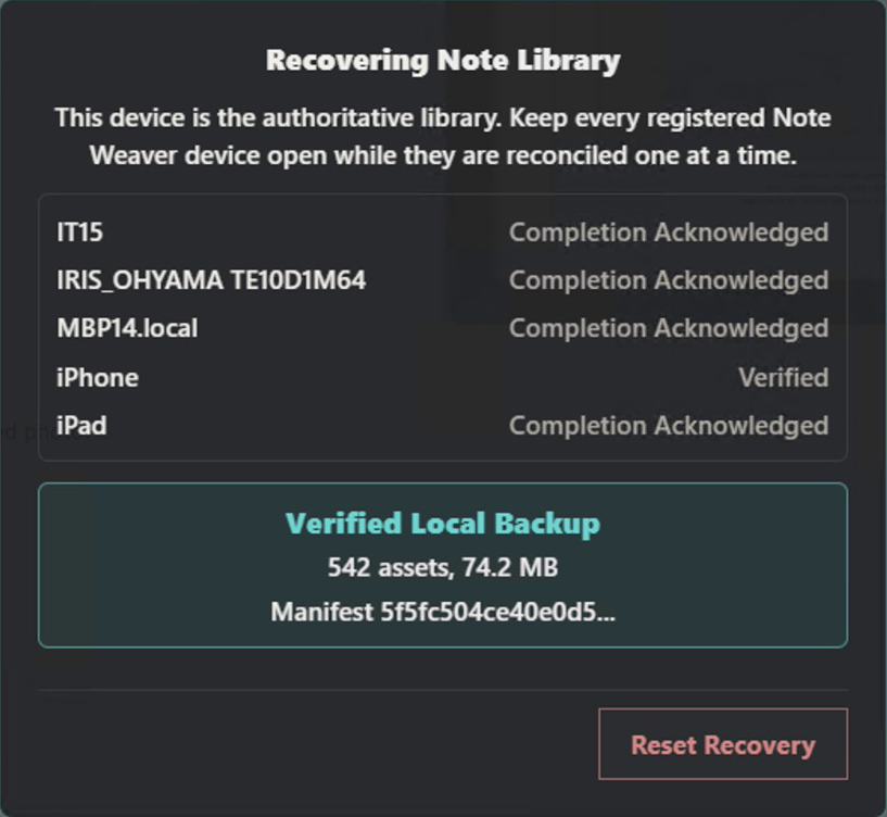 Verified Local Backup Verified Local Backup